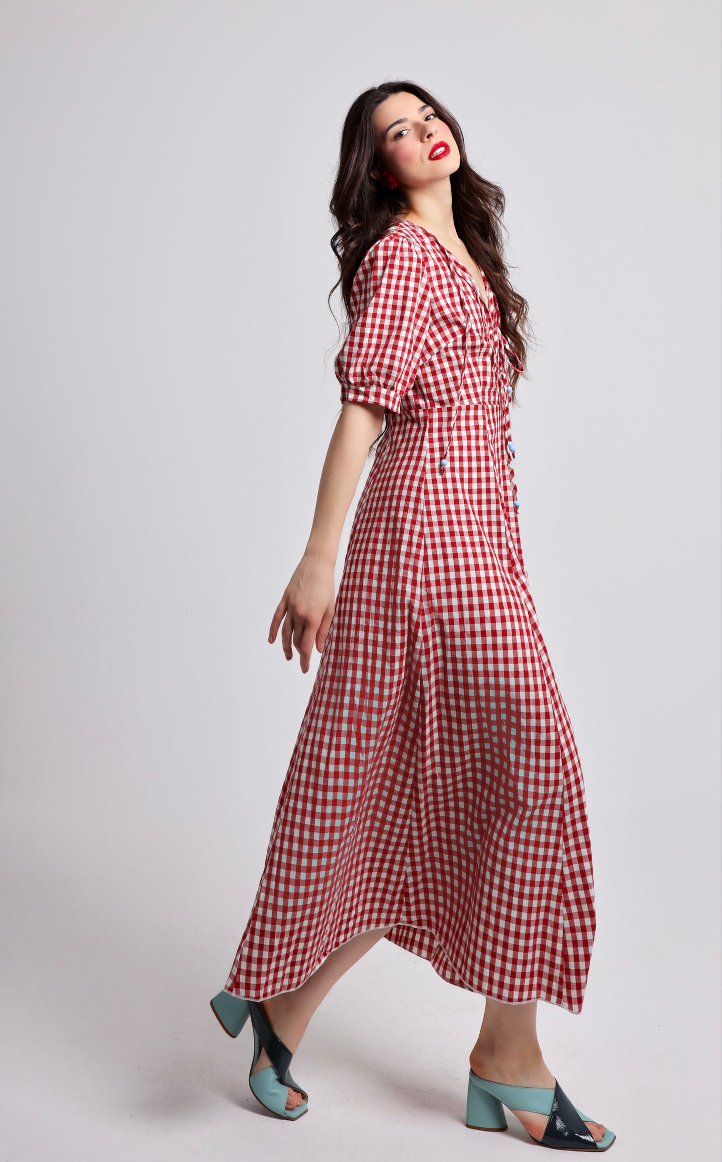 “Honesty” dress in red plaid