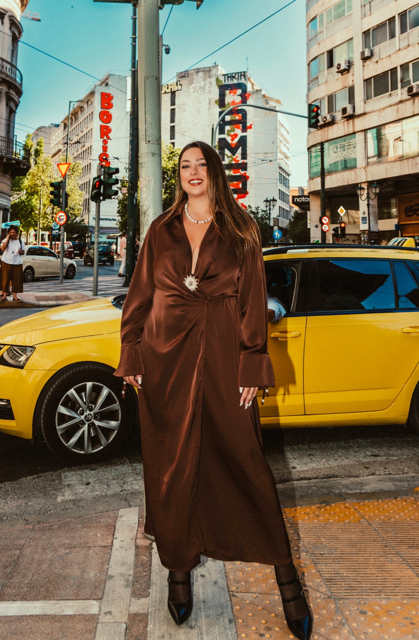 Violeta dress in chocolate brown