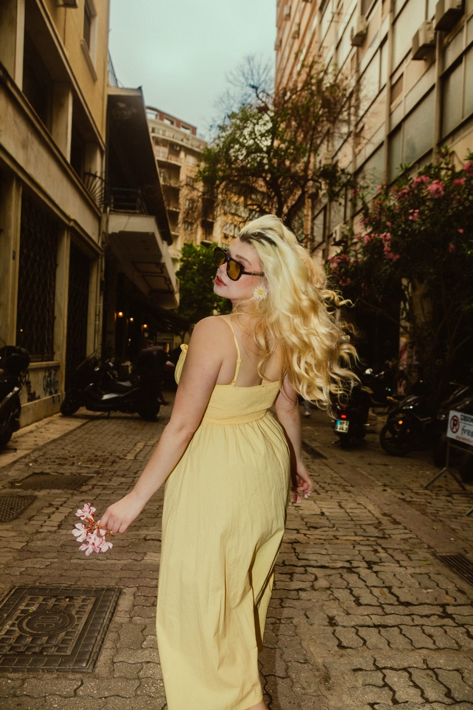 Lavender dress in yellow