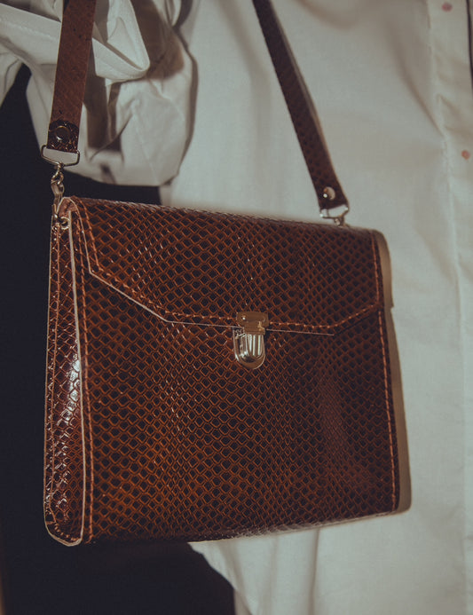 “Emma” bag in brown snake