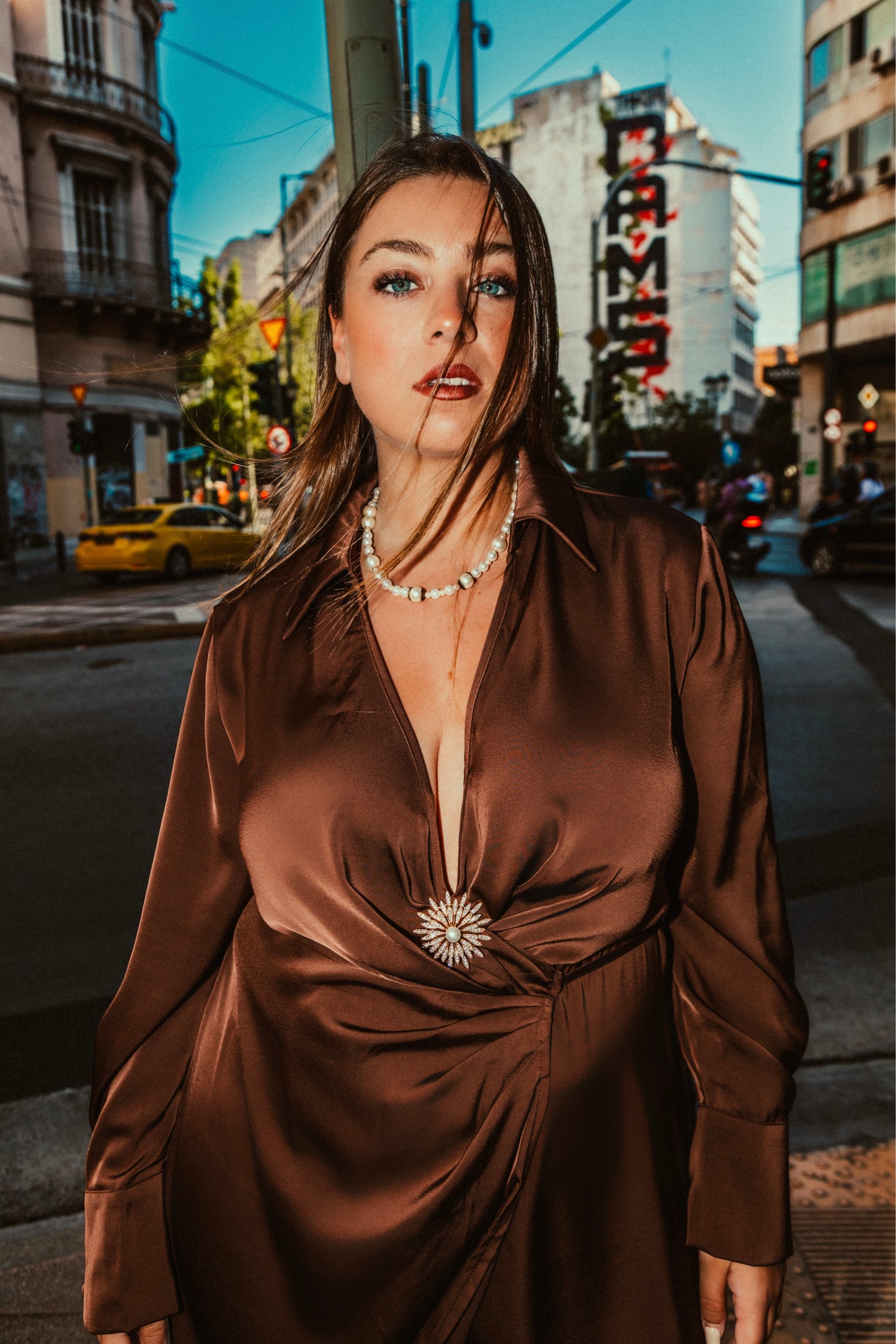 Violeta dress in chocolate brown