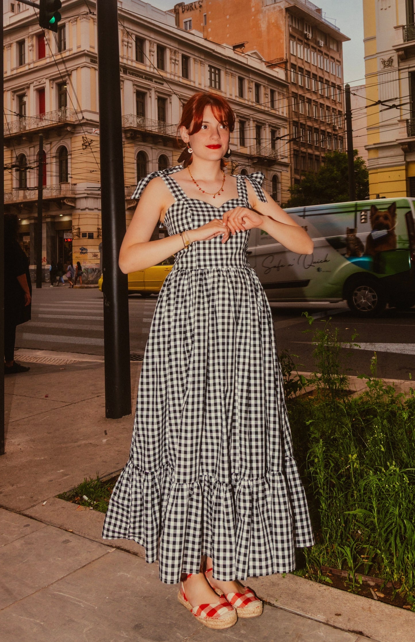 Lily of the valley in black plaid