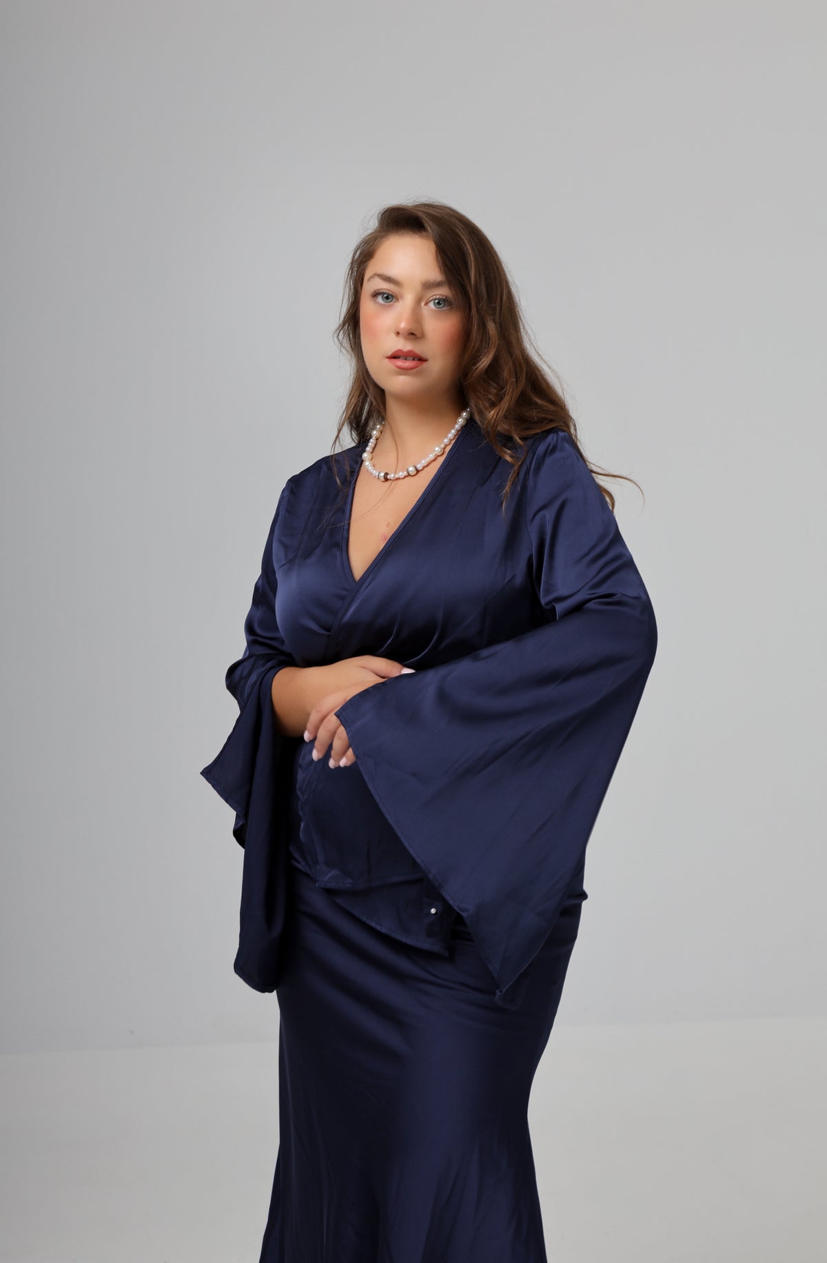 “Bluebell” blouse in navy blue