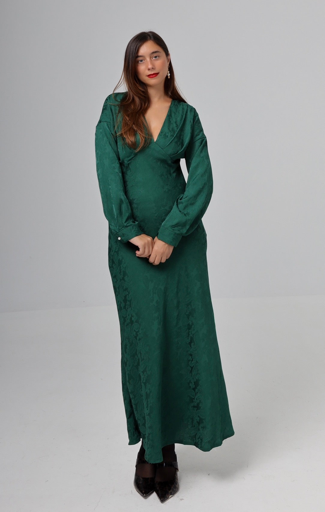 “Ambrosia” dress in emerald green