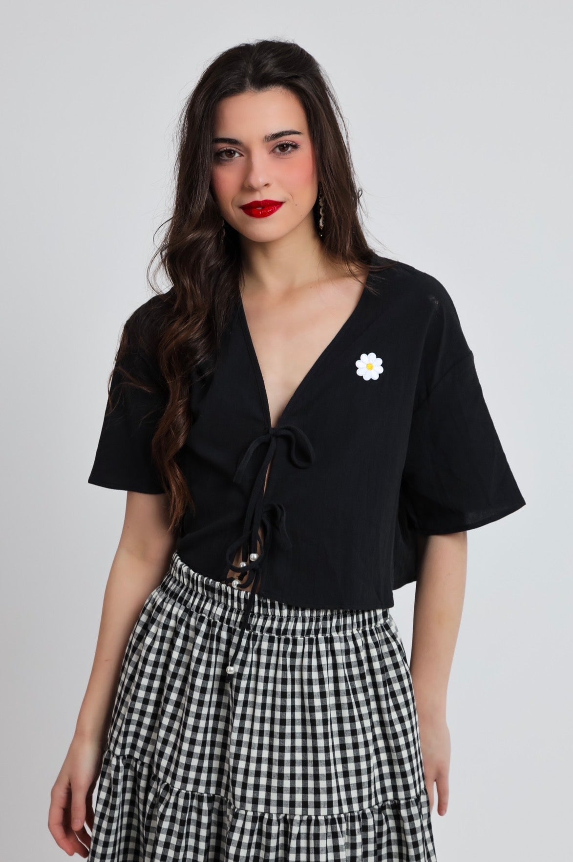 “Helianthus” top in black