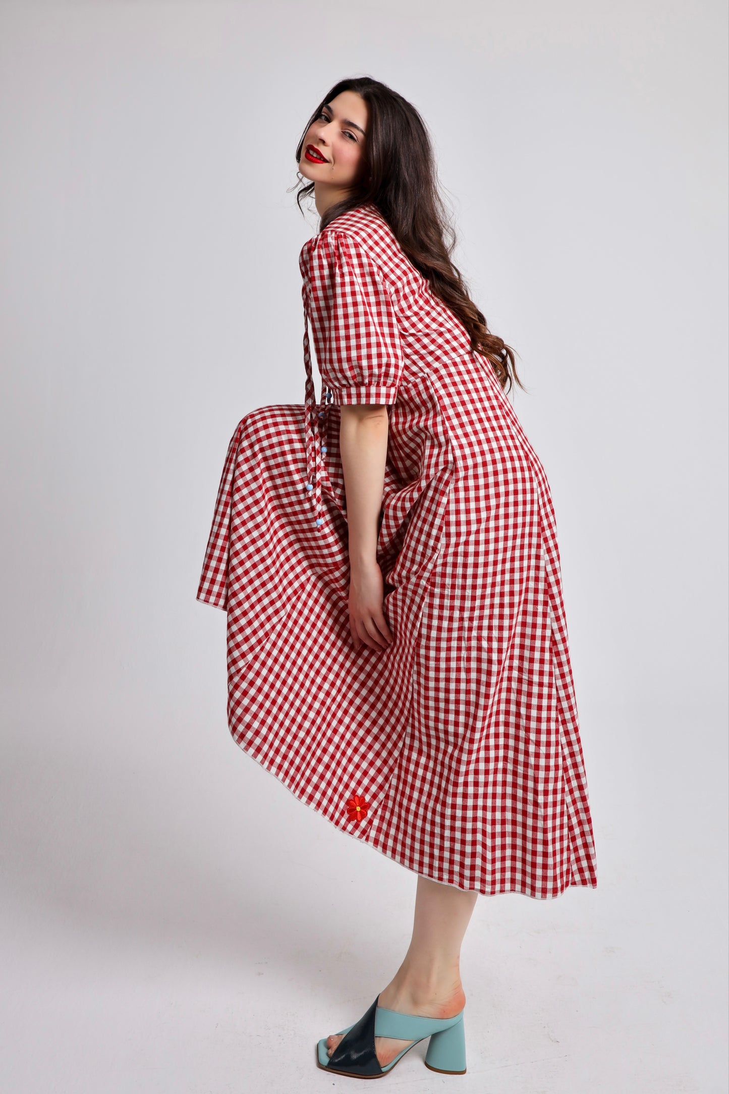 “Honesty” dress in red plaid