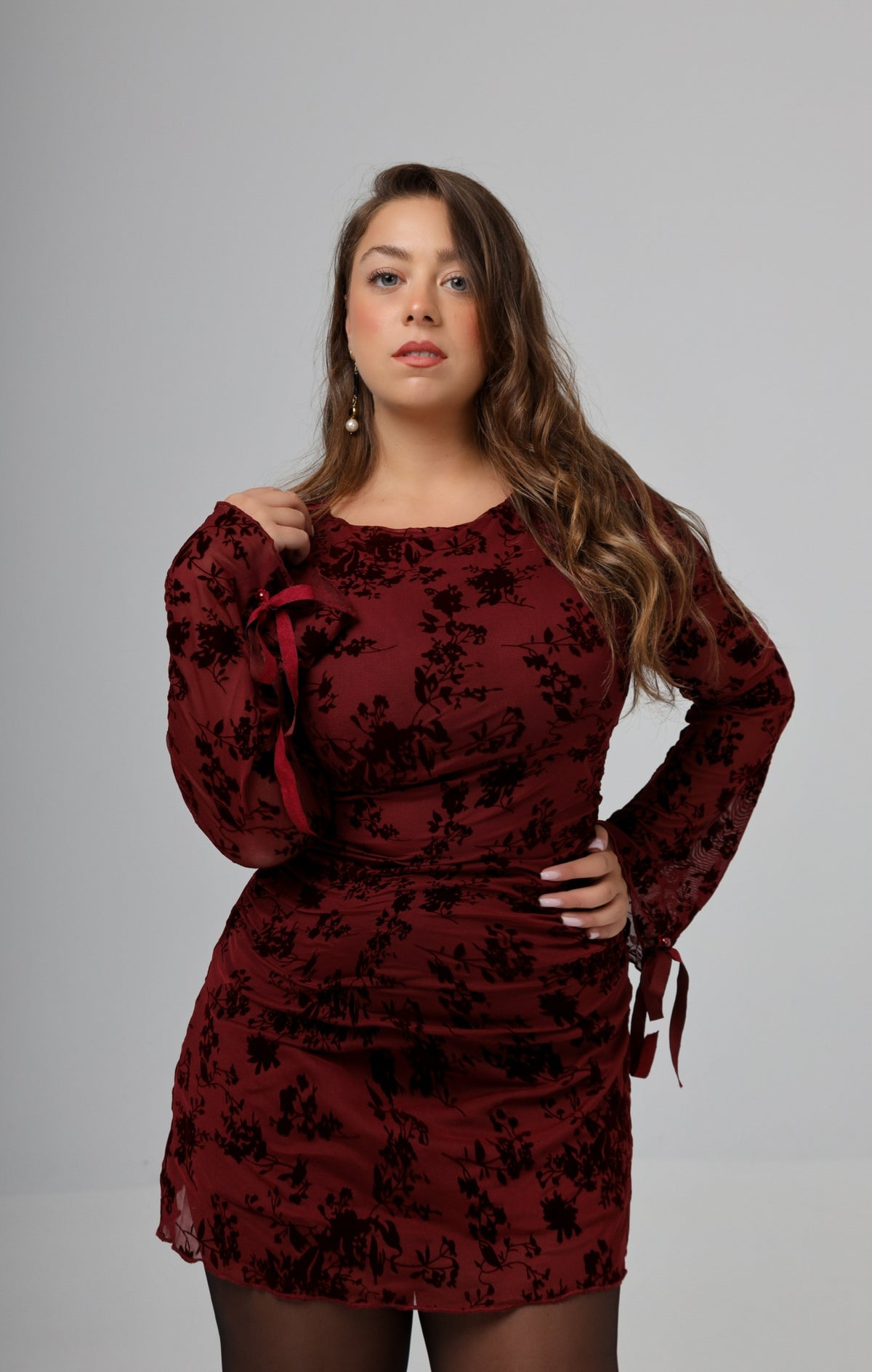 “Indigo” dress in burgundy