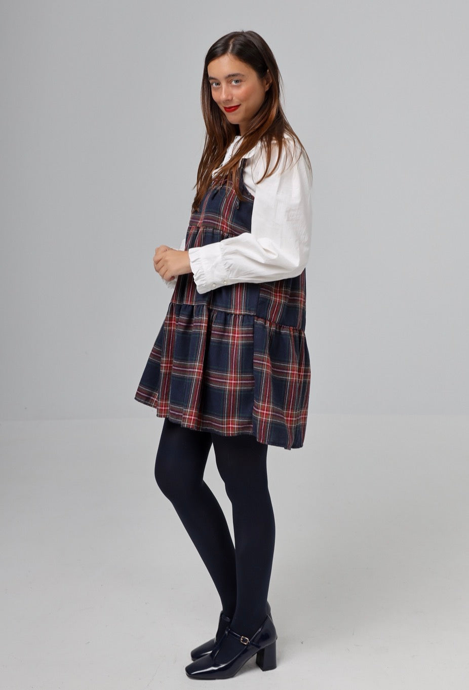 “Heather” dress in blue plaid