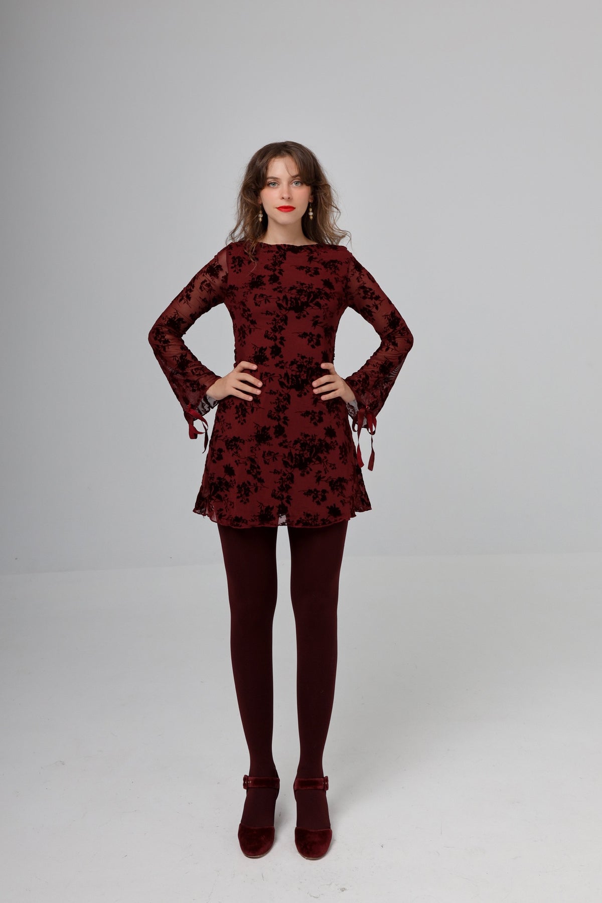 “Indigo” dress in burgundy