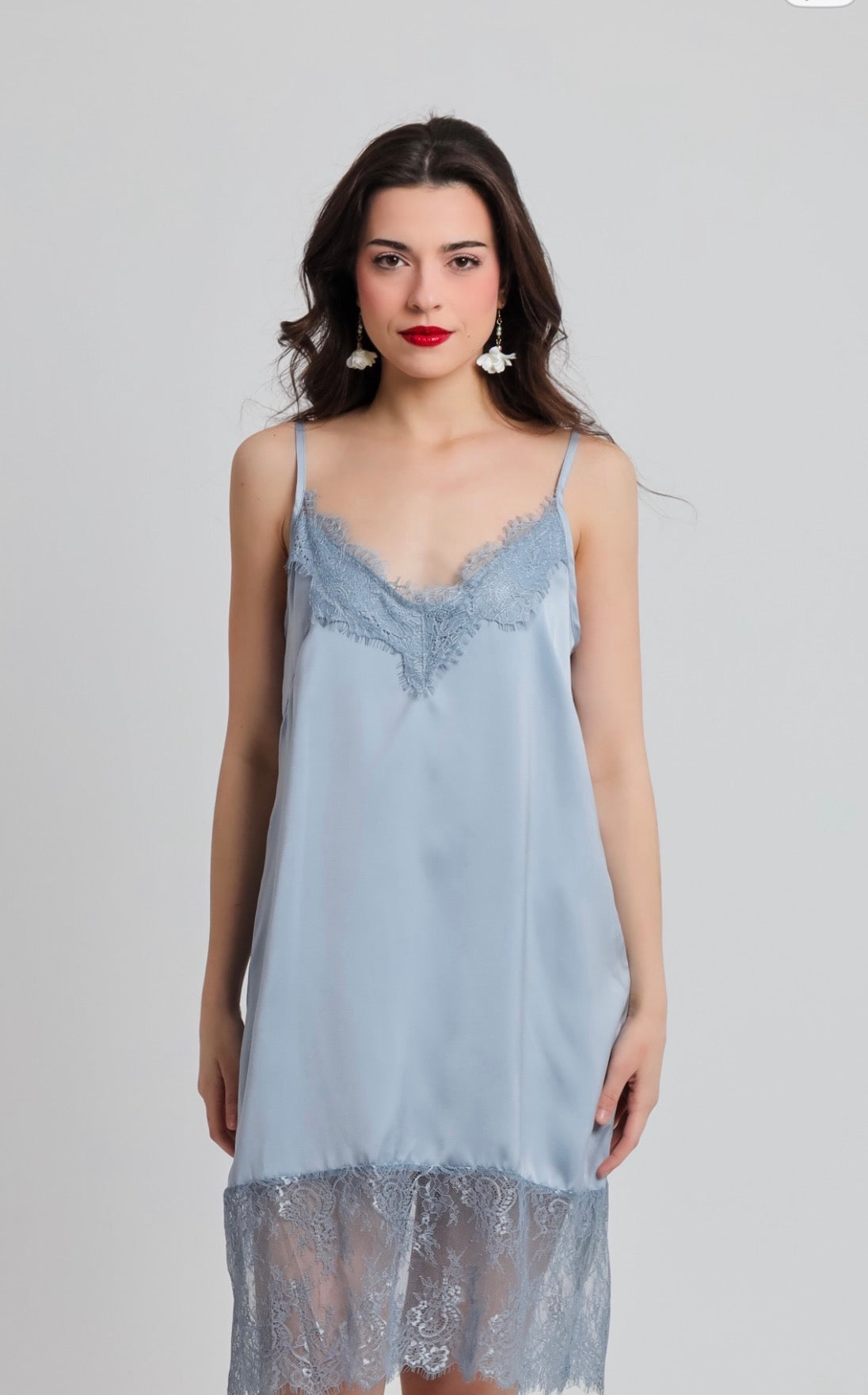 “Patience” slip under-dress in ice blue