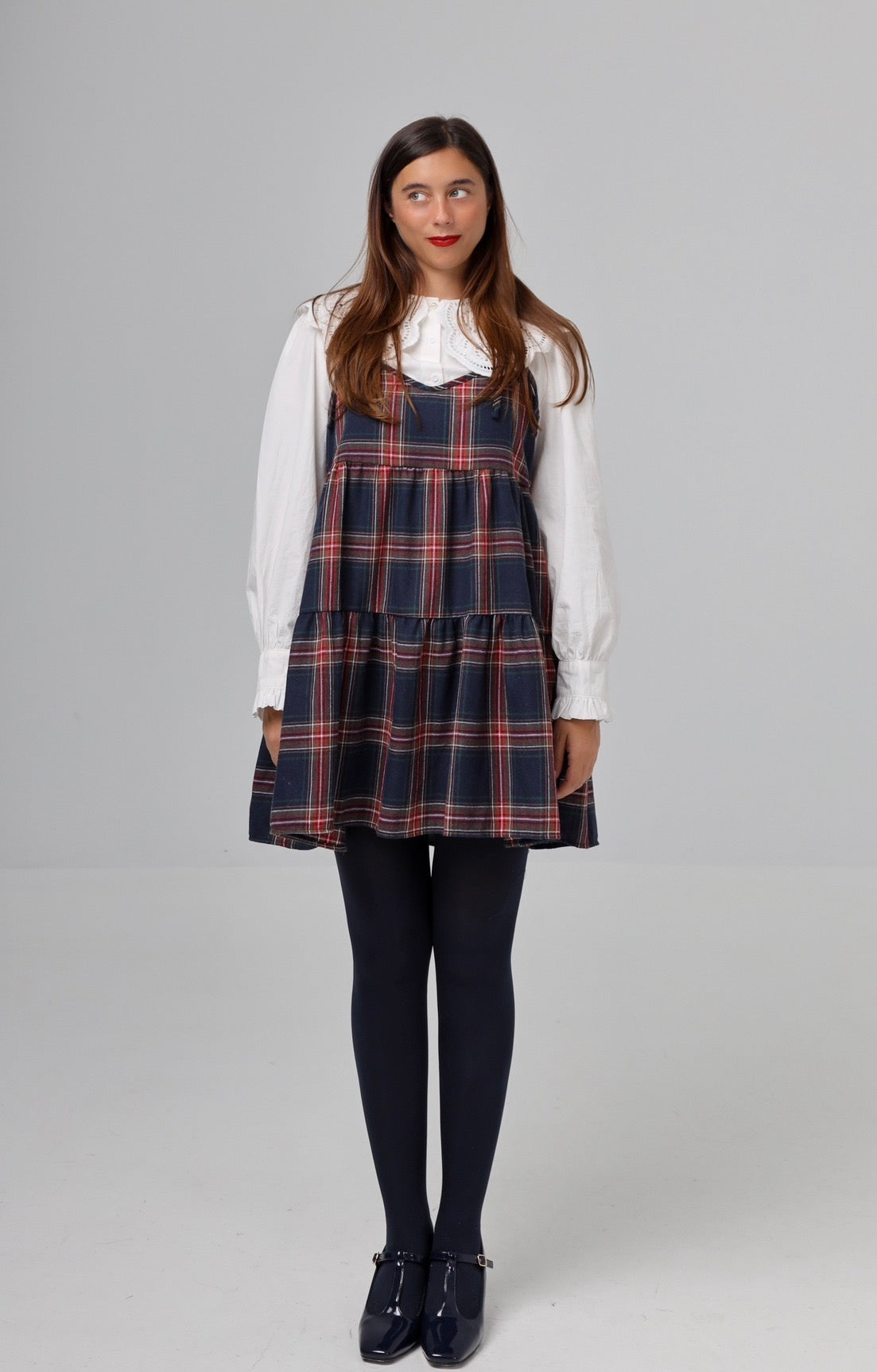 “Heather” dress in blue plaid