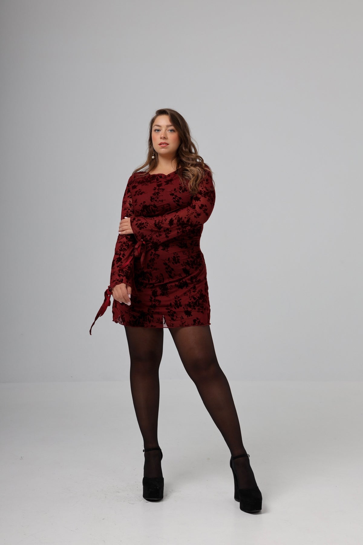“Indigo” dress in burgundy