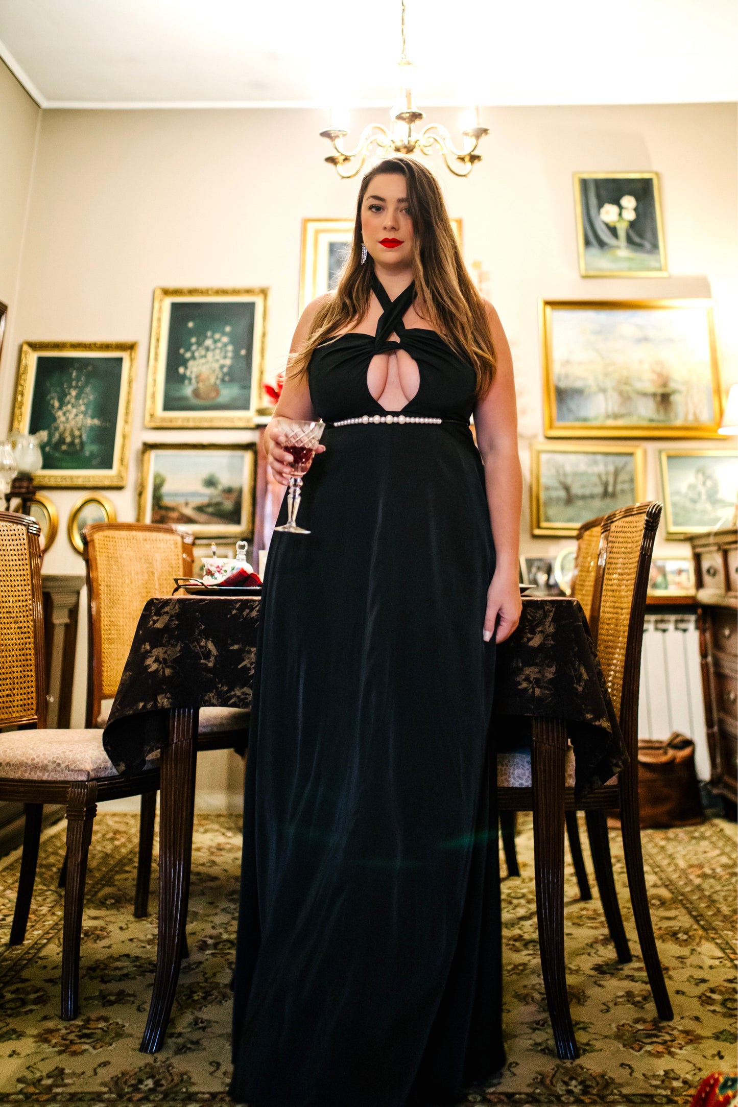 Christmas Rose dress in black