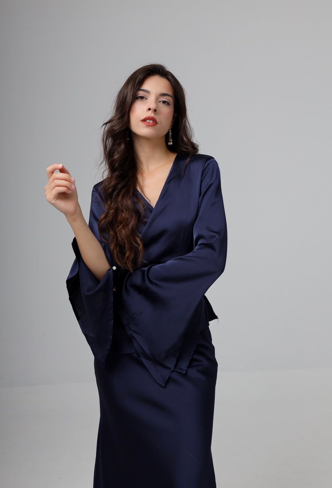 “Bluebell” blouse in navy blue
