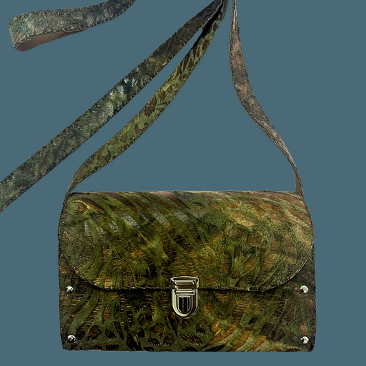 “Georgina” in green and brown print