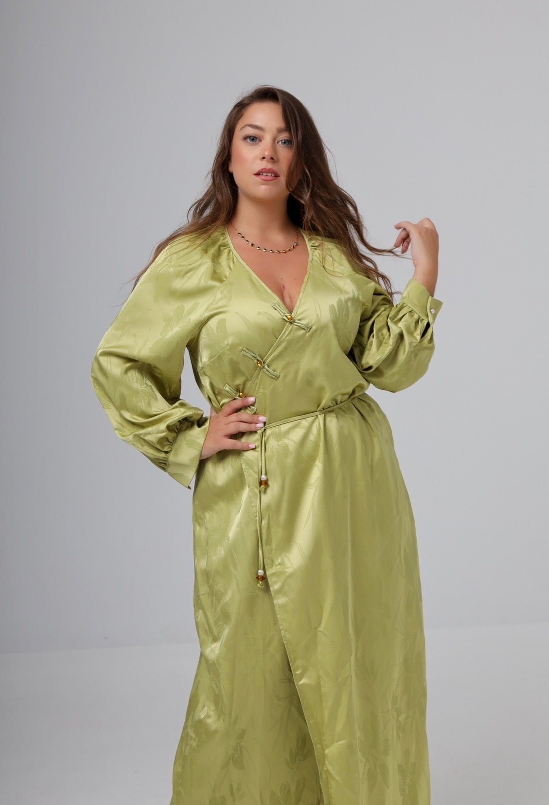 “Shion” dress in light olive