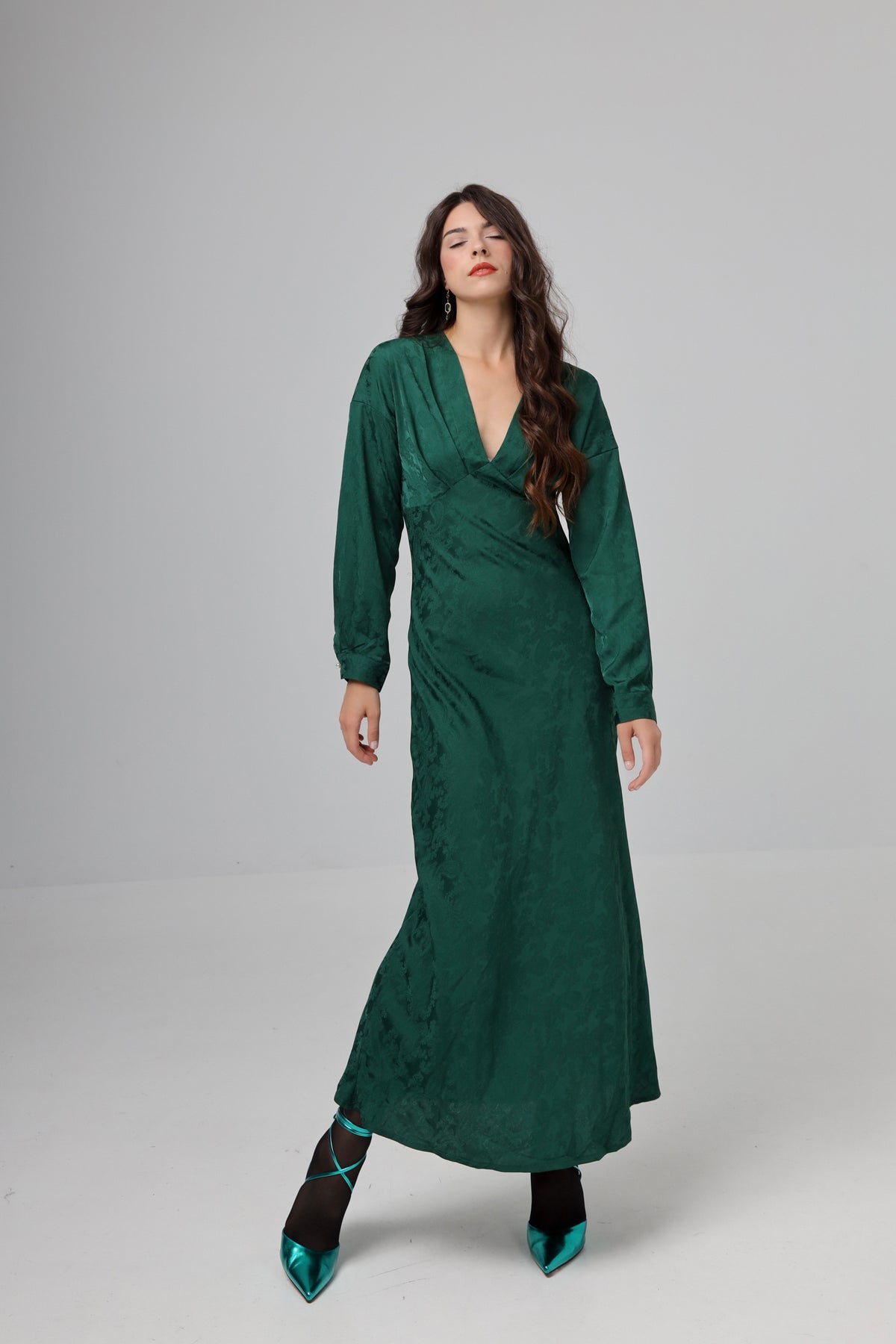“Ambrosia” dress in emerald green