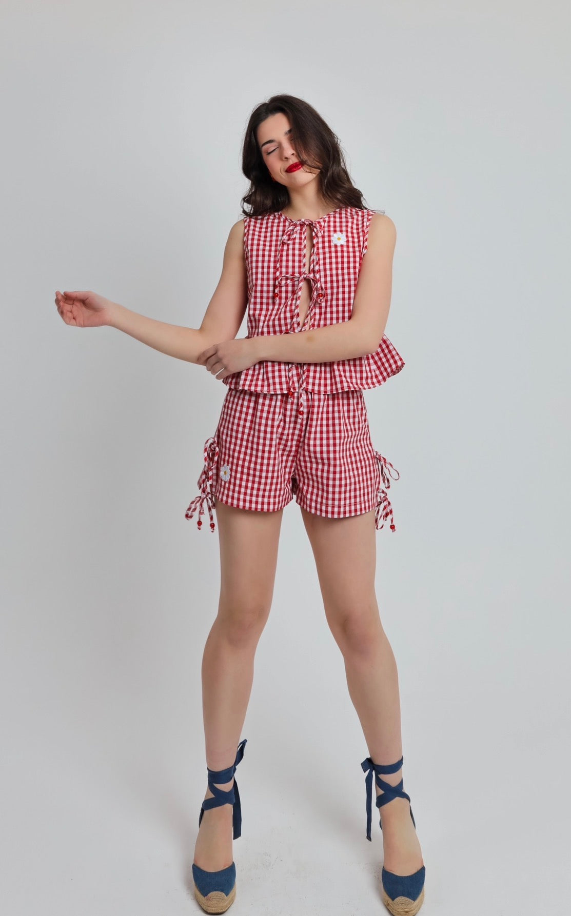 “Erica” shorts in red plaid