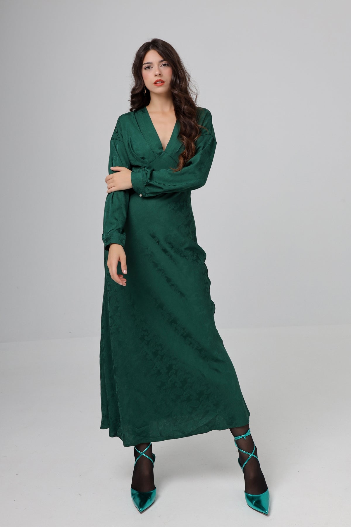 “Ambrosia” dress in emerald green