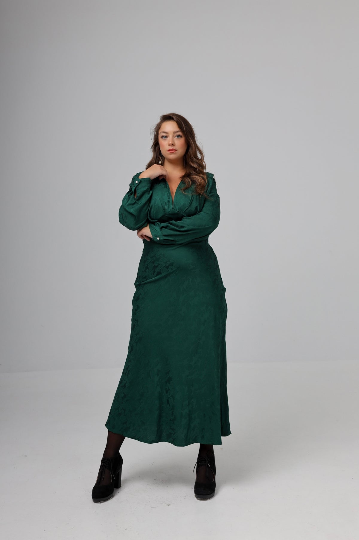 “Ambrosia” dress in emerald green