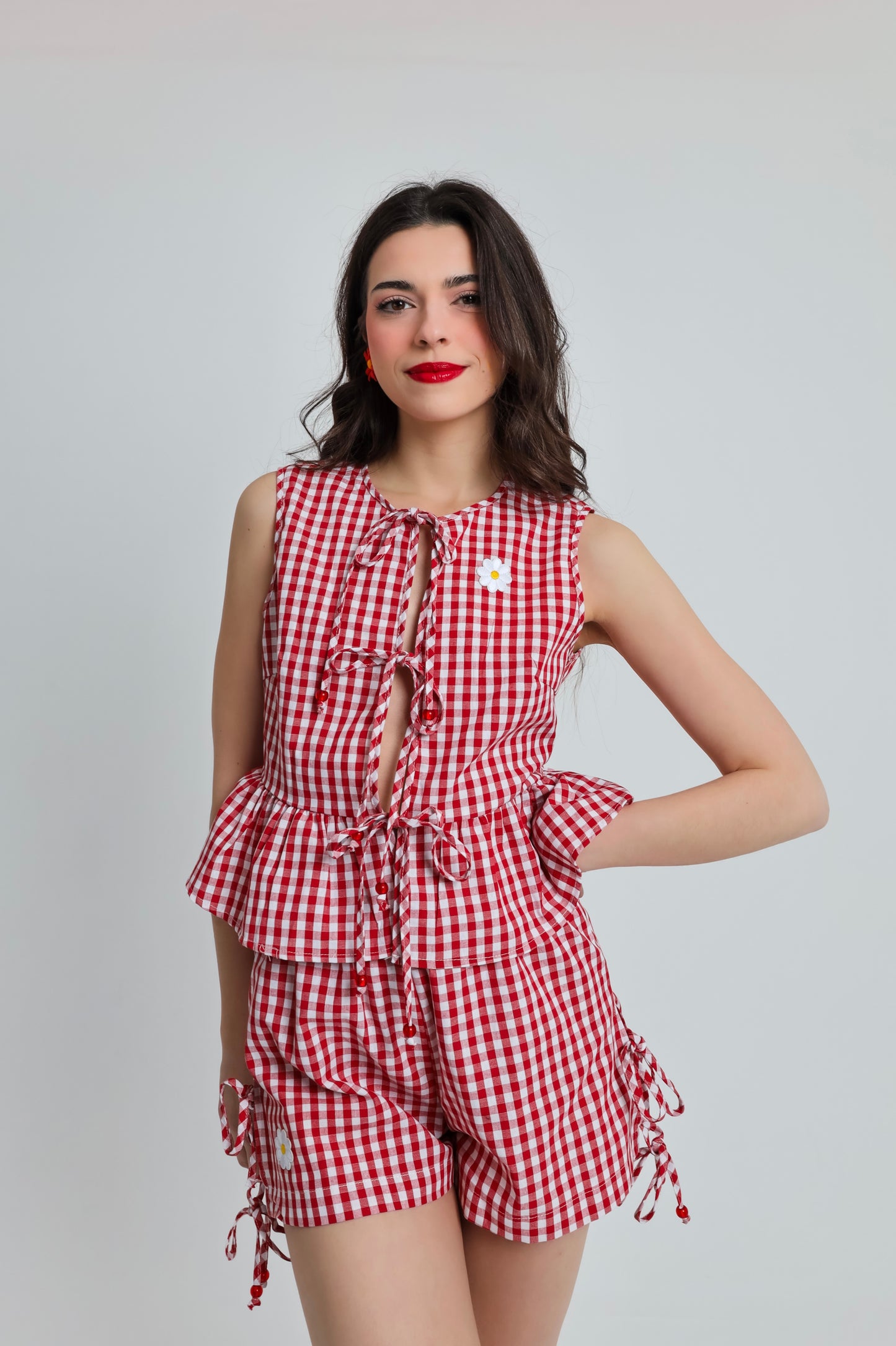 “Erica” shorts in red plaid