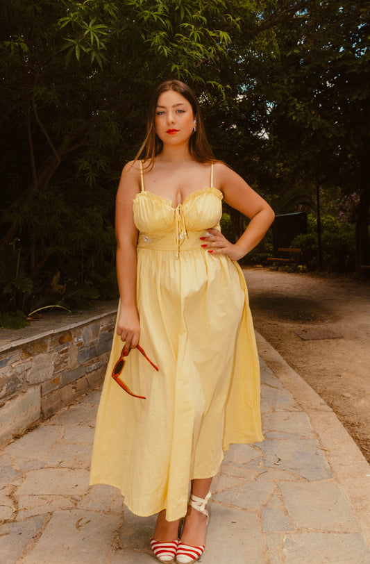 Lavender dress in yellow