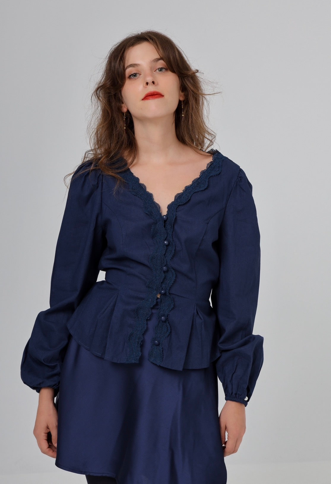 “Althea” shirt in navy blue