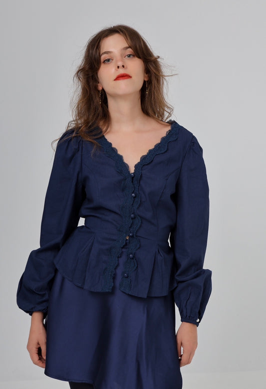 “Althea” shirt in navy blue
