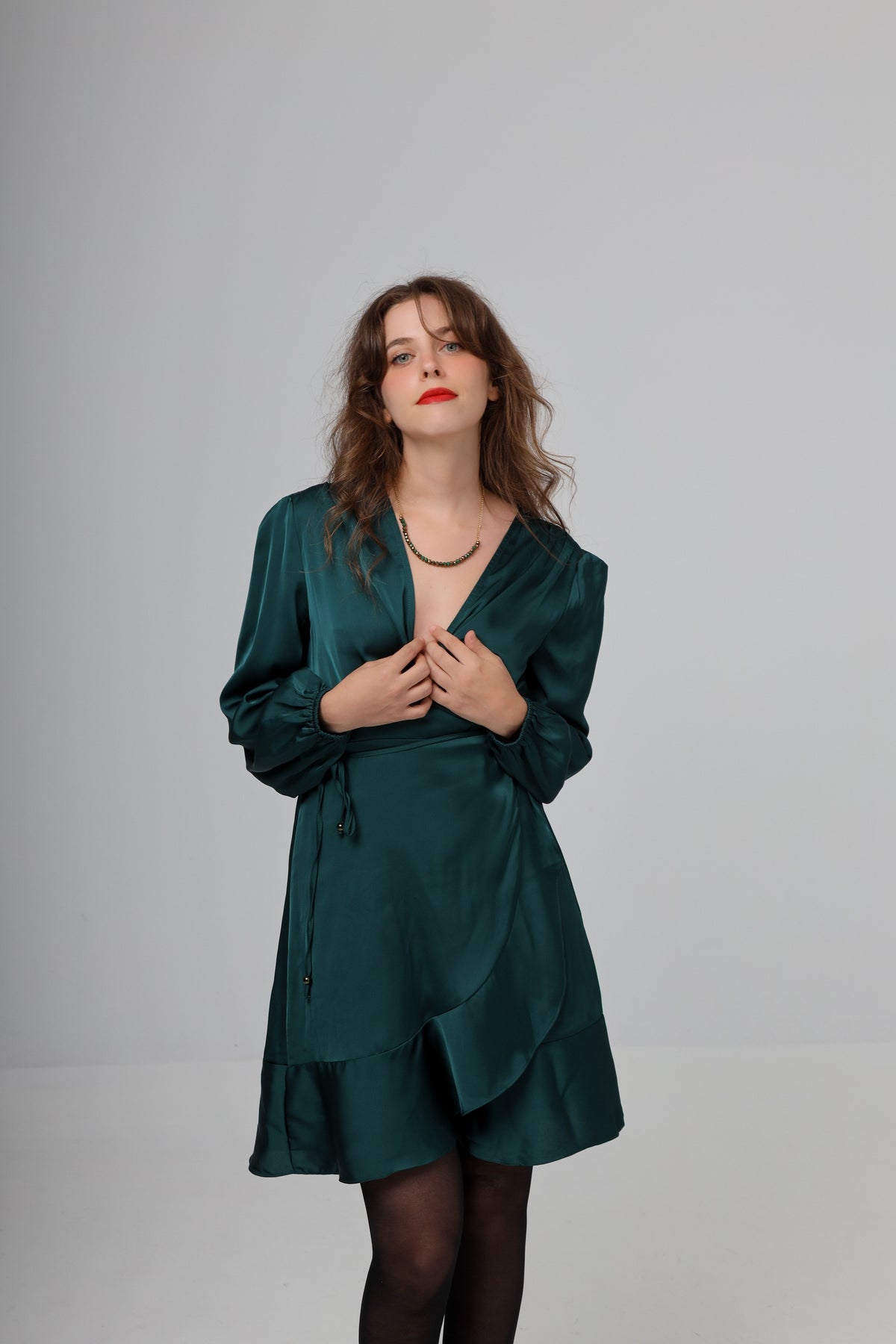 “Olive” dress in forest green