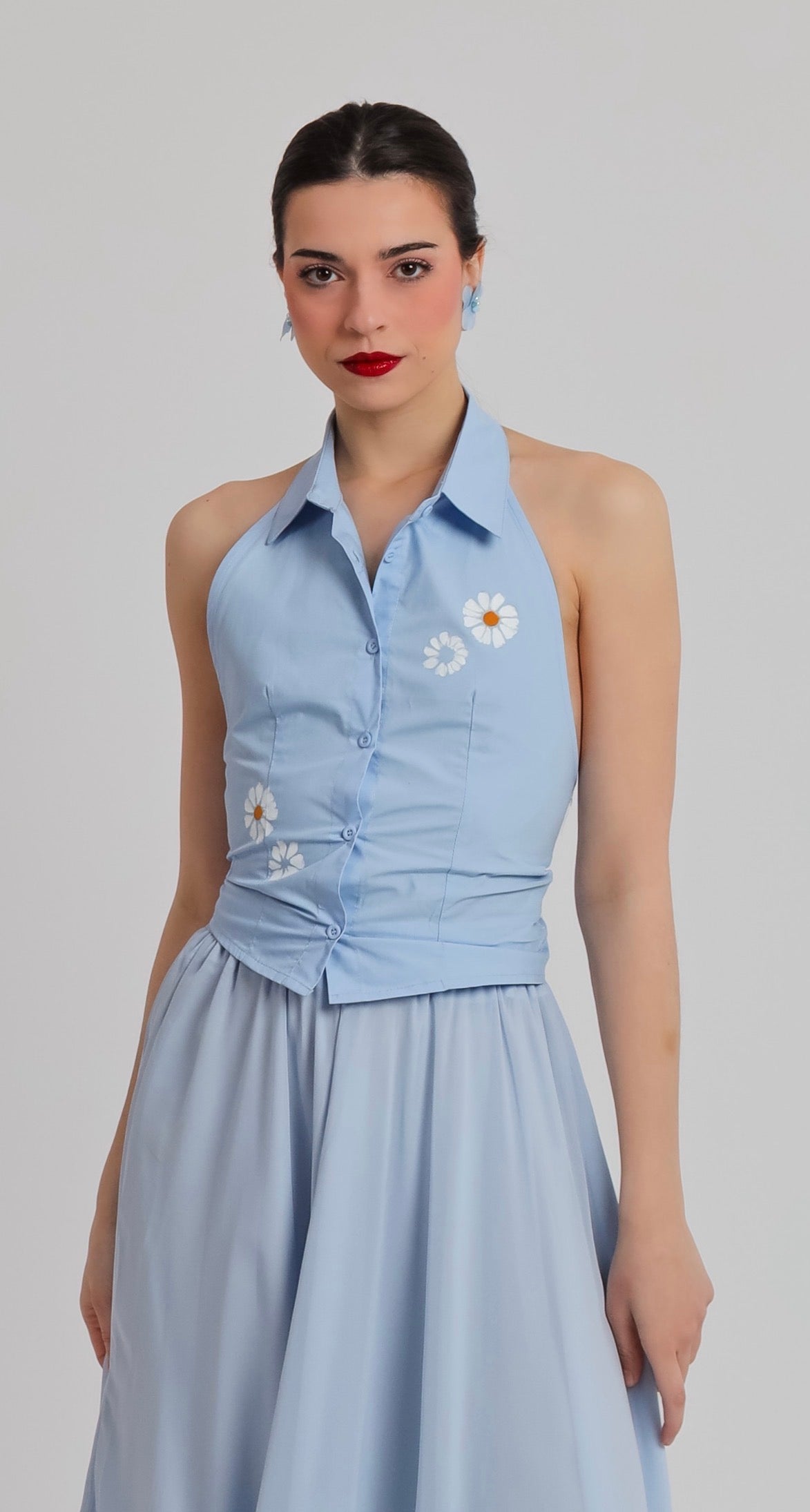 “Bellflower” top in light blue