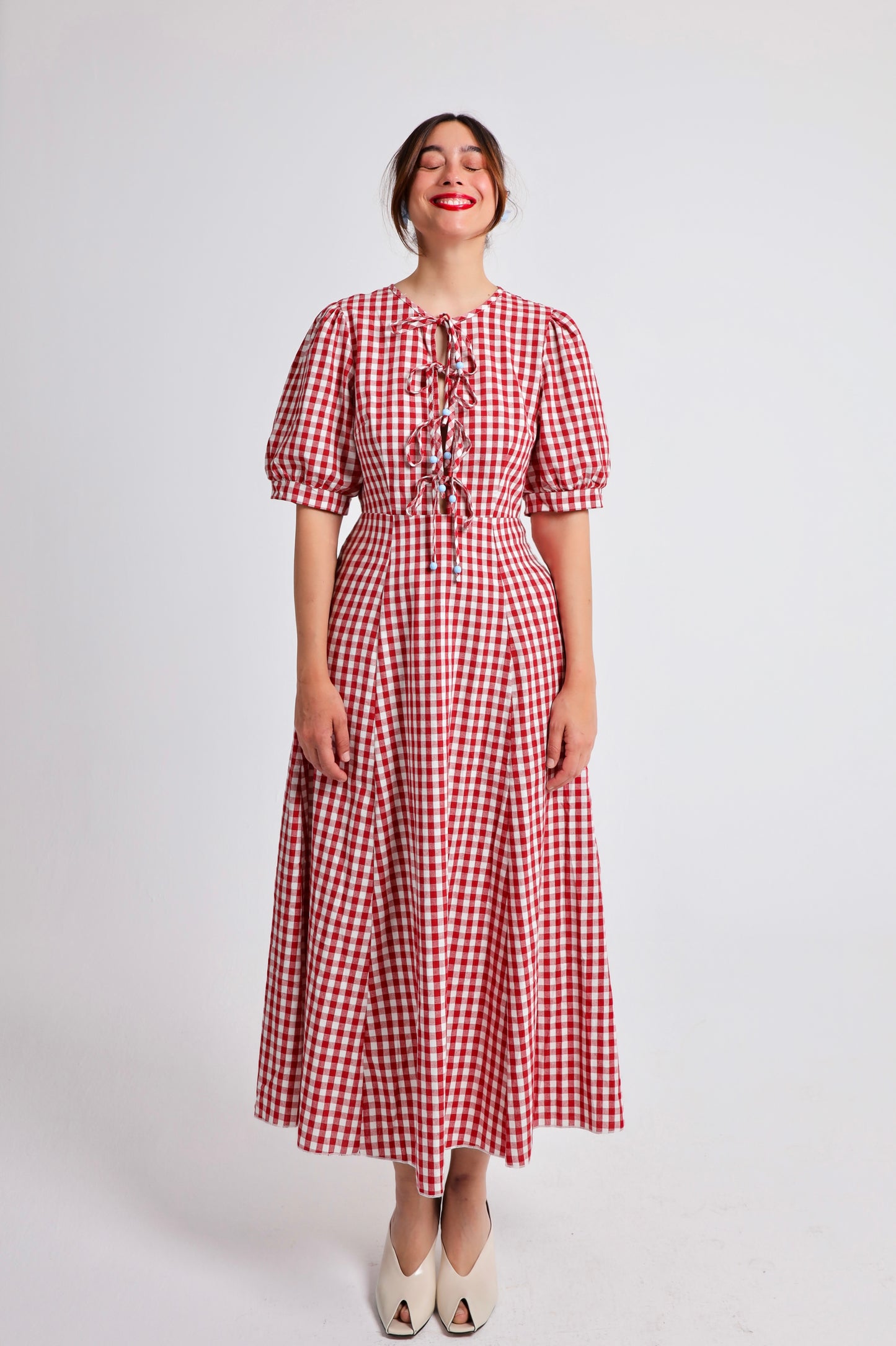 “Honesty” dress in red plaid