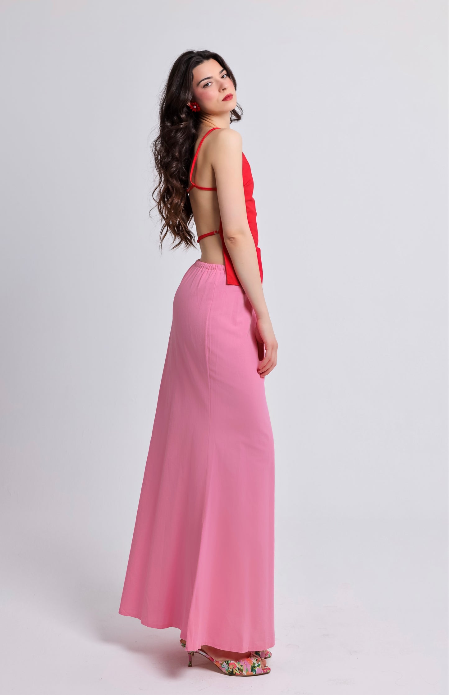“Bougainvillea” skirt in bubble gum pink
