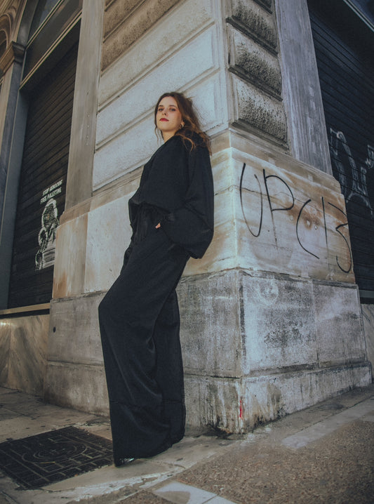 “Myrtle” satin pants in black