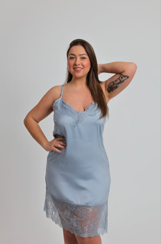 “Patience” slip under-dress in ice blue