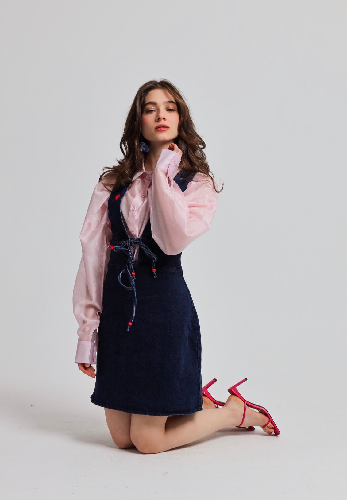 “Begonia” dress in blue denim