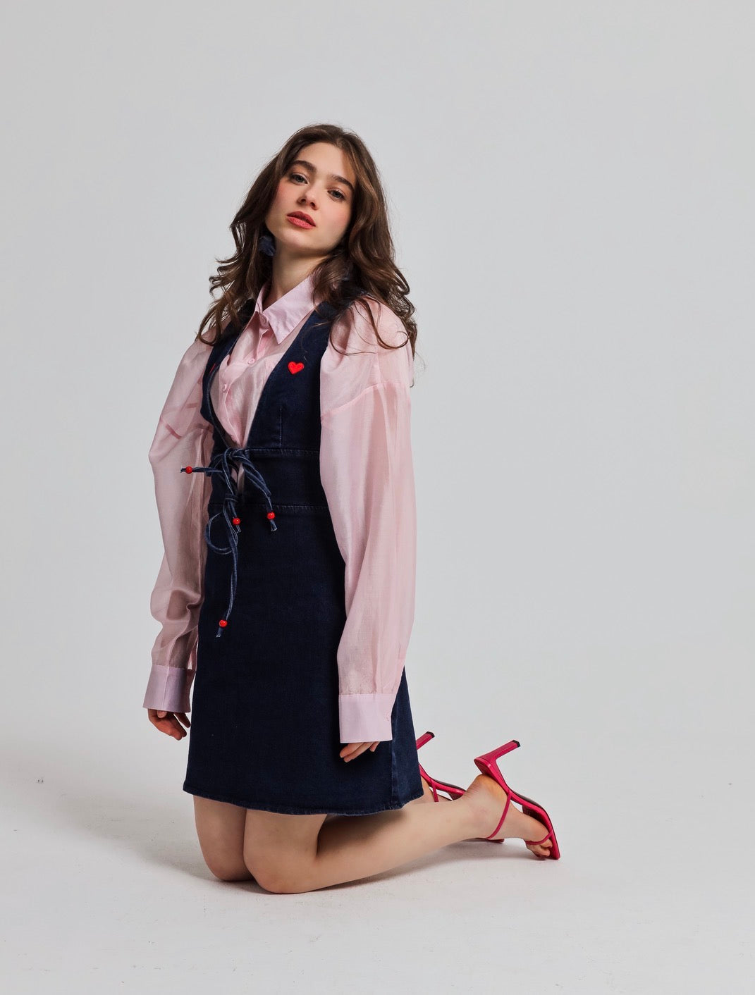 “Begonia” dress in blue denim
