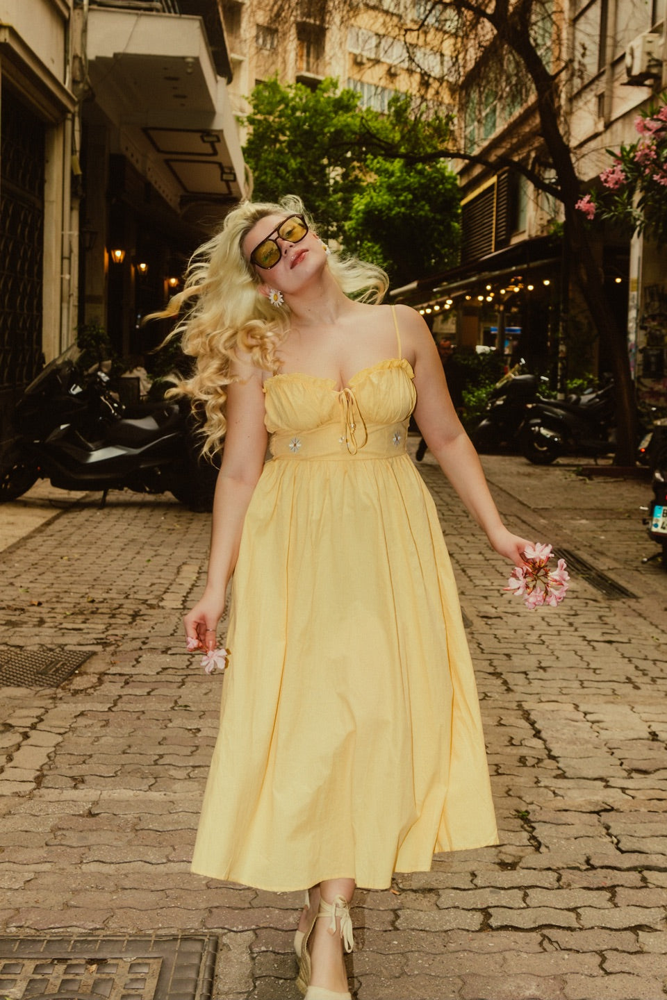 Lavender dress in yellow