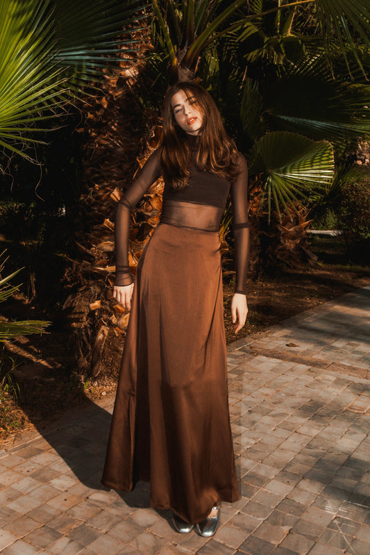 Zephyranth skirt in chocolate brown