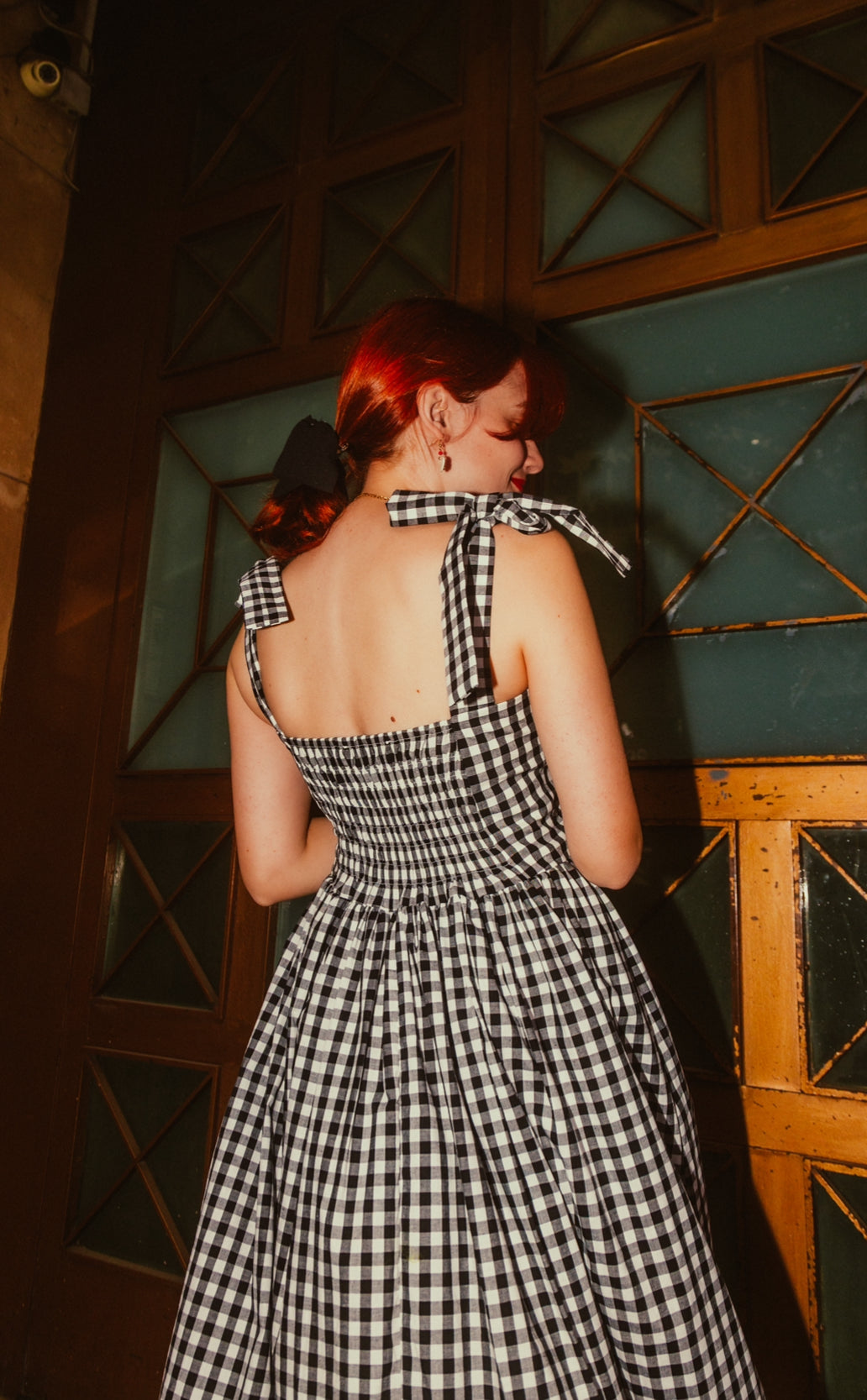 Lily of the valley in black plaid
