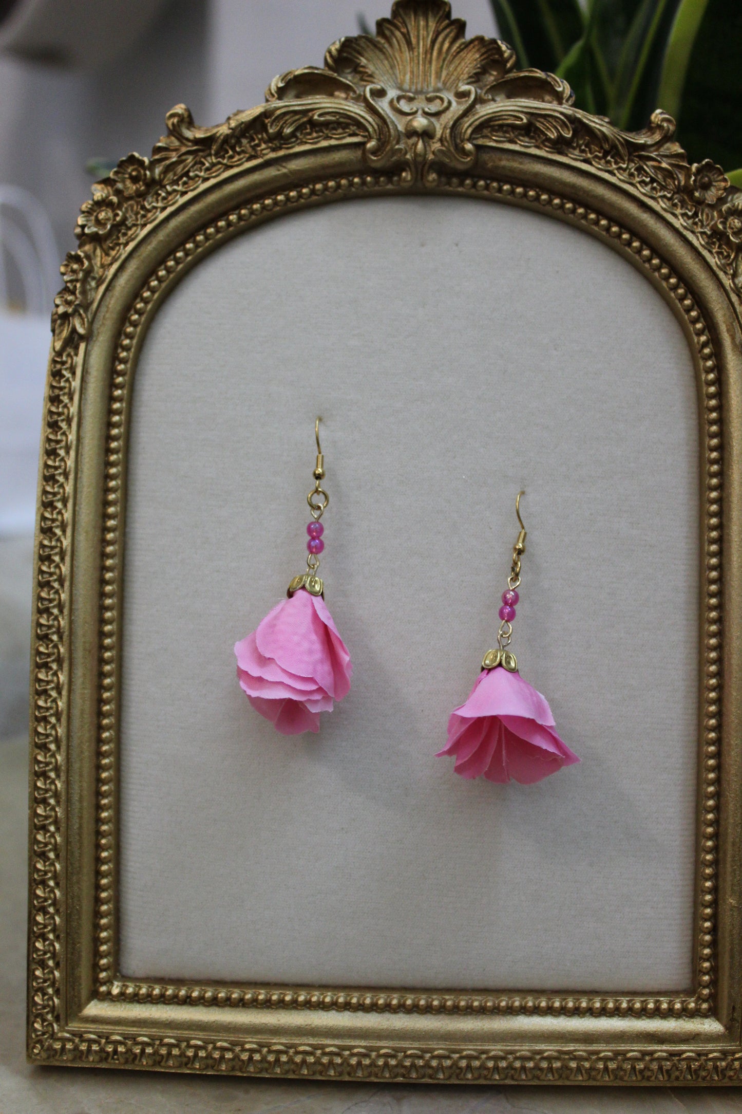 “Pink rose” earrings